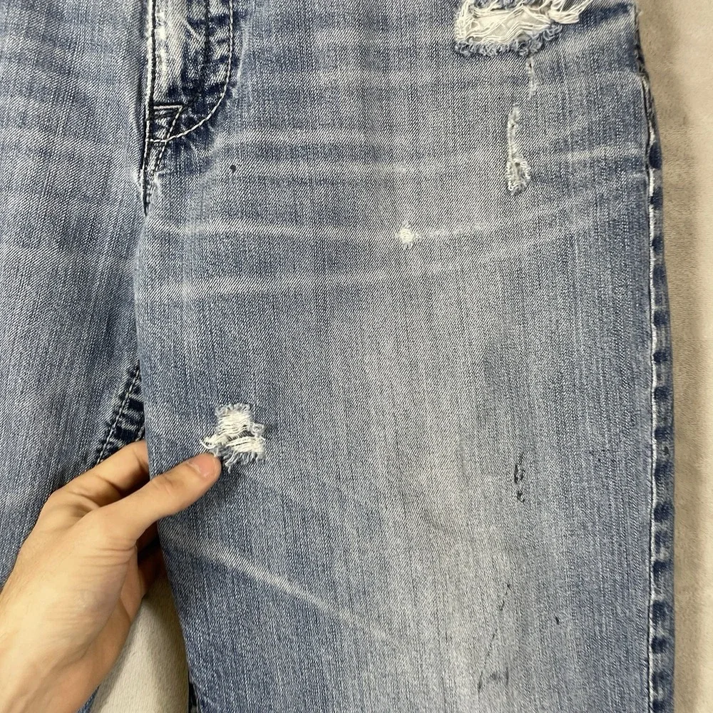 BKE Seth Jeans Mens 36x32 (fit 35x30) DISTRESSED Y2K Whisker Fade Worn-in